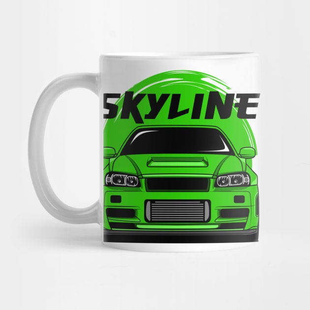 Green Skyline R34 by GoldenTuners